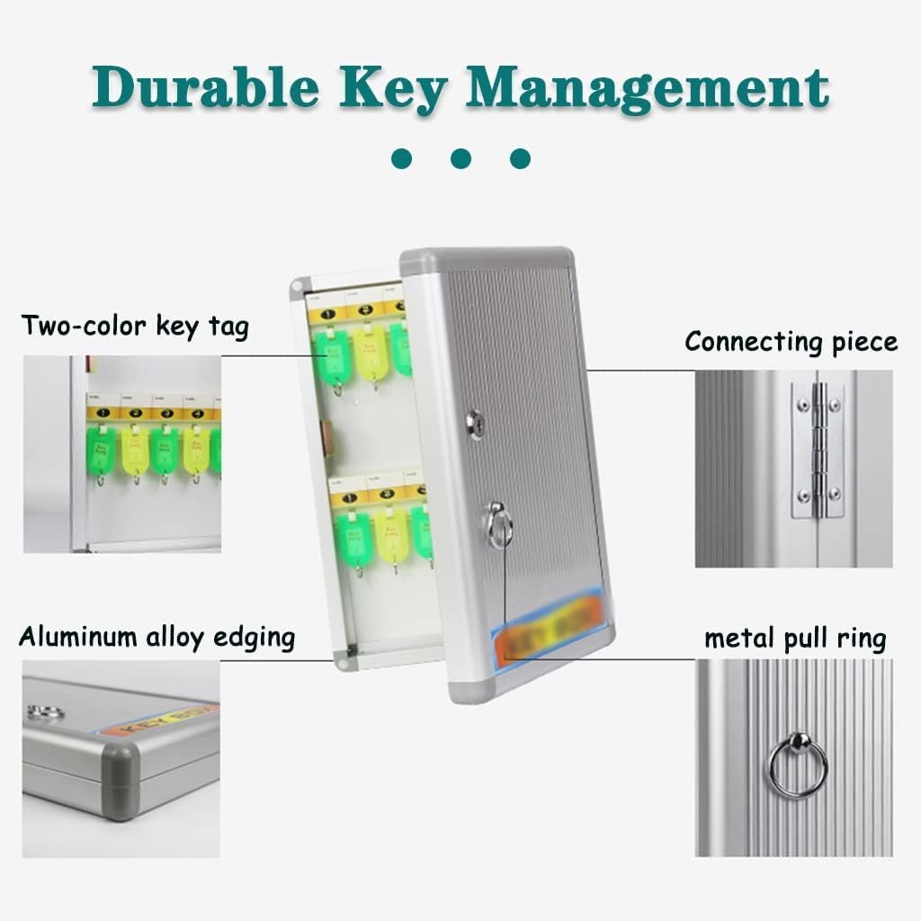 Luteti Key Box Wall Mount 24 Position Metal Valet Key Cabinet Lock Box with Key Tags, Key Holder Lockbox Key Organizer Safe Storage Locker Box 4