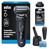Braun Electric Razor for Men Series 6 with Precision Trimmer, Extra Shaver Head, 4-in-1 Clean & Charge Center, Travel Case, S6 6177ps