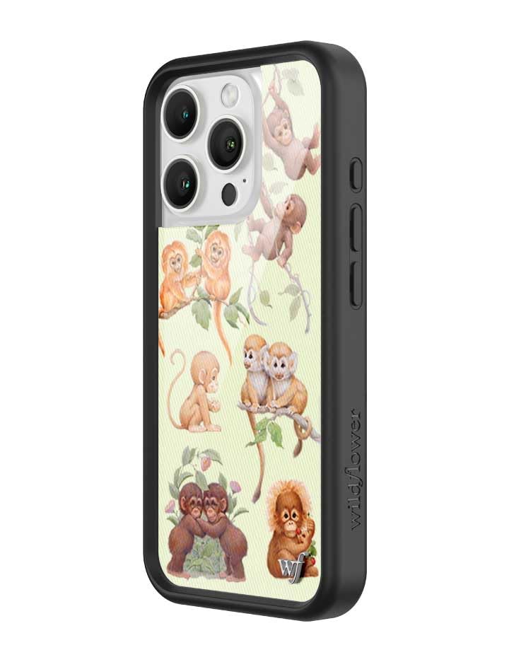 Image of Wildflower Cases - iPhone 16 Pro Compatible - Monkey Biz | Impact-Certified 6.5 ft Drop Protection Case, Raised Protective Bumper, Cute Aesthetic Design, Women-Owned Small Business