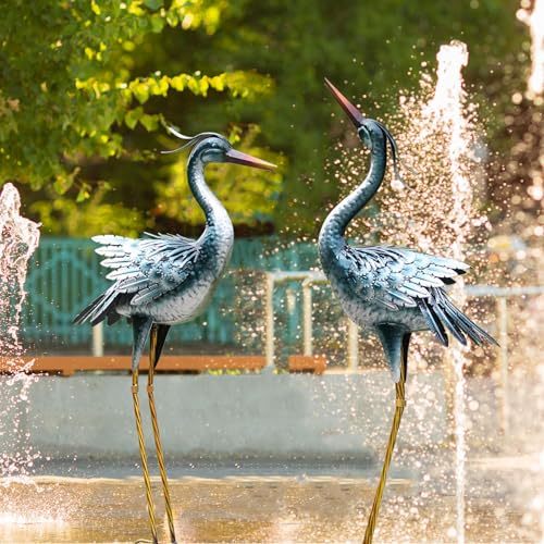 Chisheenlargegardencranestatuesoutdoorsculpturesmetalyardartheronstatuesstandingforindooroutdoordecorbirdstatuesforpatiolawnporchdecorationssetof2  Urban Country Home Decor Chisheen large garden crane statues outdoor sculptures metal yard art heron statues standing for indoor outdoor decor bird statues for patio lawn porch decorations set of 2  urban country home decor