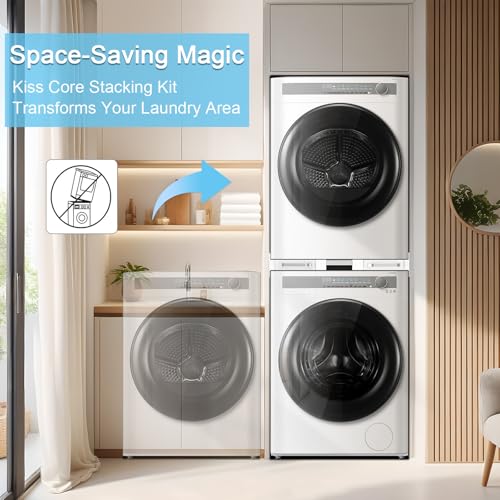 Image of Washer and Dryer Stacking Kit: Universal Stacking Kit with Pull-Out Drying Rack for Laundry Room - Fits Most 24 inch to 29 inch Washers & Dryers - Adjustable - Space-Saving Design