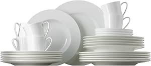 Rosenthal 61040-800001-18743 Jade - Servizio da tavola in Porcellana fine Bone China, 30 Pezzi, Colore: Bianco