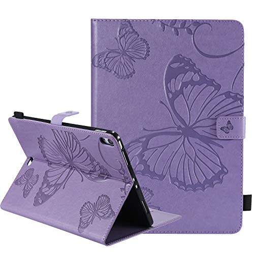 Laybomo Coque pour iPad Pro 12.9-Pouce (4th Gen, 2020) Etui Cuir Protecteur Portefeuille Case avec Fente pour Carte & Porte-Stylo, Silicone Housse Etui iPad Pro (12.9, 4th Génération) (Violet)