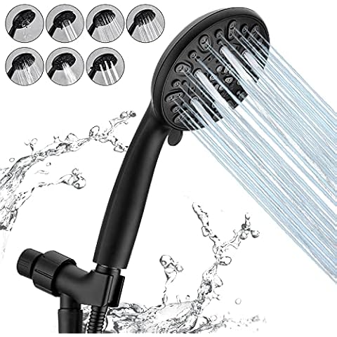 ABTIABGY 7 Spray Setting High Pressure Shower Head 4.7" Handheld Shower Head With Extra Long 70Inches Stainless Steel Hose and Adjustable Overhead Bracket (Matte black)… Cover