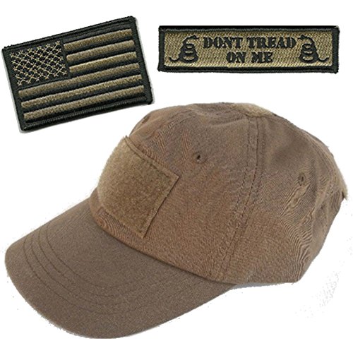 Gadsden and Culpeper Operator Cap Bundle - w USA/Dont Tread Patches (Dark Earth Cap)