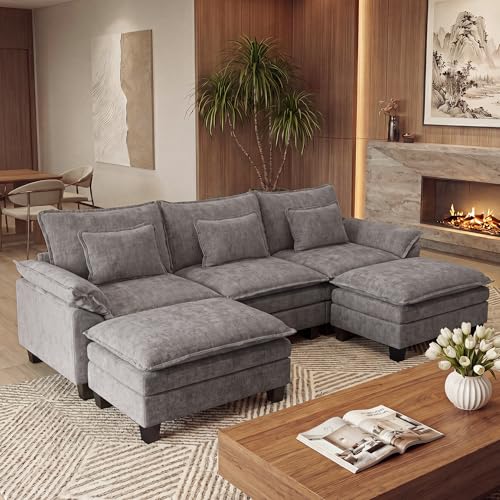 Image of URRED Oversized Modular Sectional Sofa,Gray:122 inch U Shaped