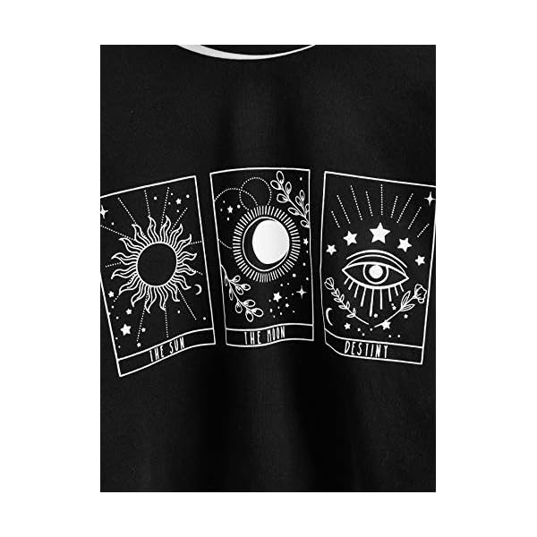 SweatyRocks-Womens-Color-Block-Butterfly-Print-Striped-Long-Sleeve-Crop-Top-T-Shirt SweatyRocks Women's Color Block Butterfly Print Striped Long Sleeve Crop Top T Shirt Graphic Black White M