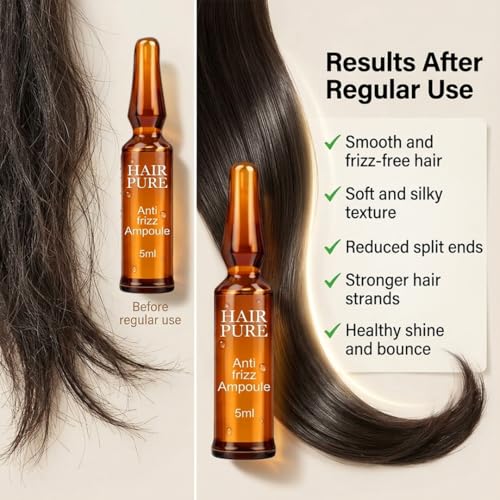 Image of Hair Pure Anti-Frizz Hair Ampoule with Citric Acid & Lactic Acid | Power booster for Frizzy Hair | Deep Hair Repair Treatment | Smooth, Shiny & Frizz-Free Hair | Intense Hydration & Damage Control | Professional Hair Care Formula