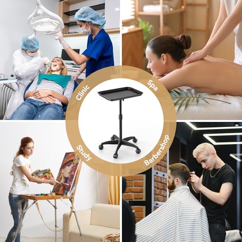 VERYTOP Rolling Salon Tray on Wheels - Adjustable Height 25\"-37\" Tattoo Tray, Premium Aluminum Easy Assembly Salon Trolley Cart for Clinic Spa Tattoo Studio Elderly Care Home Use(37inch) - Thumbnail 7
