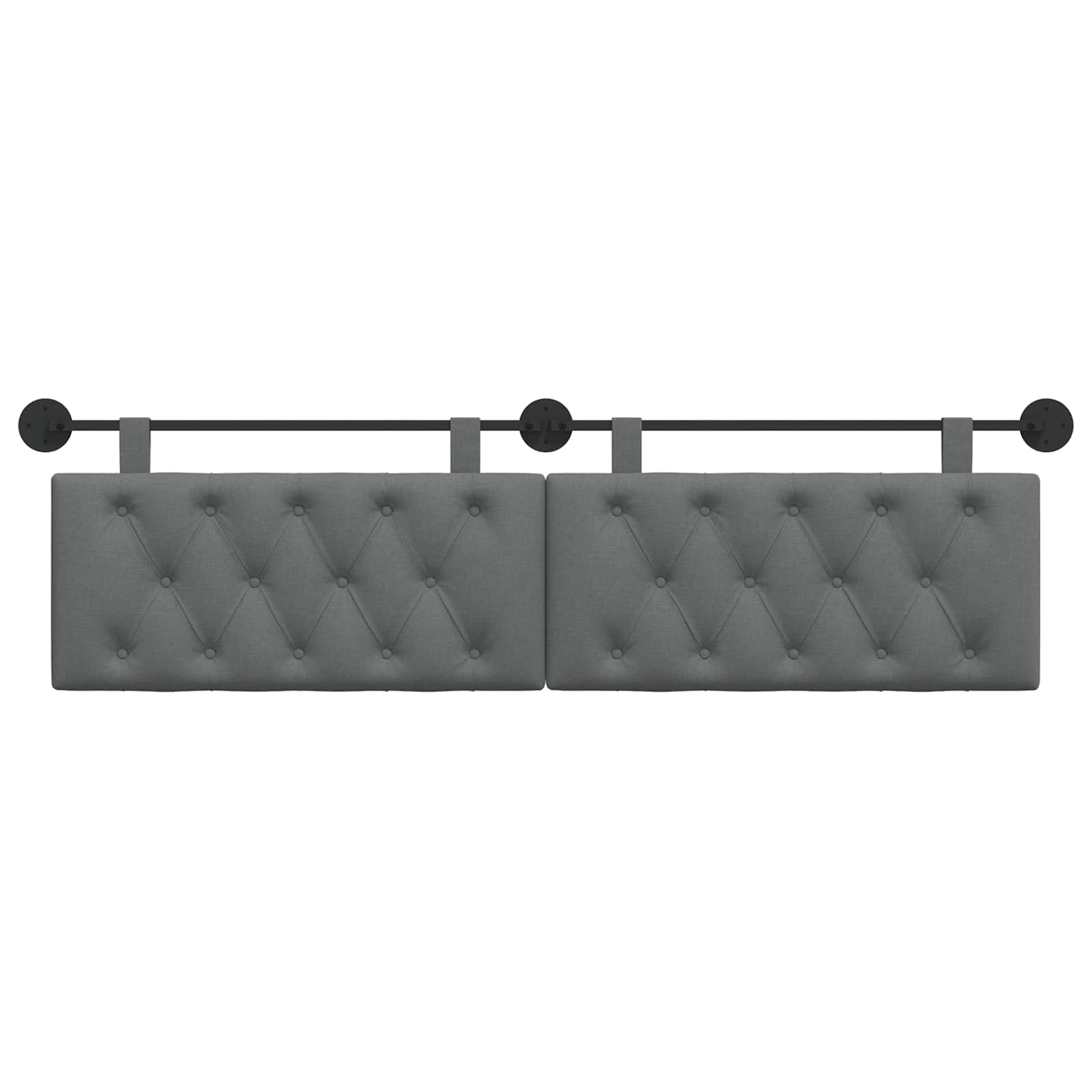 Cabecero colgante de tela gris oscuro con relleno de espuma 170 x 55 x 7 cm, montaje en pared, juego de 2 unidades, tapizado para dormitorio, habitación de invitados, cama doble y cama