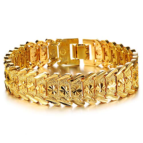 Oumart Gold Plated Men Bracelet â€“18K Gold Plated Bracelet â€“ Gold Bracelet for Menâ€“Carved Bracelet â€“ Carved Bracelet for Men-