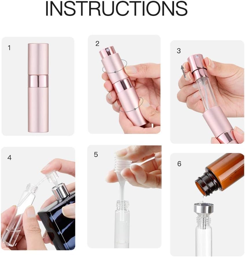 Image of 10ML Mini Perfume Atomizer Spray Bottle, Empty Refillable Glass Travel Cologne Sprayer for Men & Women with Refill Tools (Black /Blue /Silver)