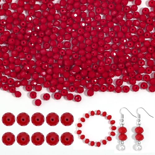 Reviews de Surtidos de abalorios . 43 Yumttero - 500 abalorio de vidrio redondas de 4 mm, colores surtidos, abalorio sueltas para pulseras, collares, arete, llaveros, manualidades, joyería, color rojo