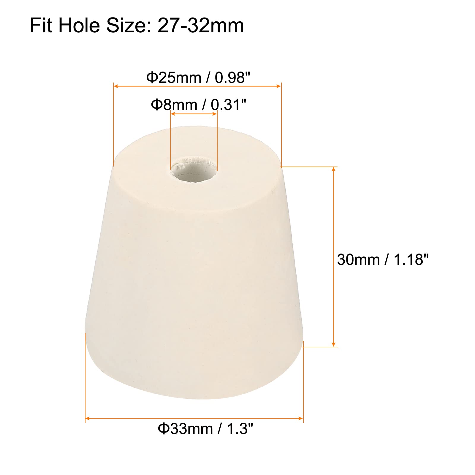 Sourcing Map 2 Stück Silikon Stopfen - Konische Stecker 25-33mm Für Labor & Haushalt