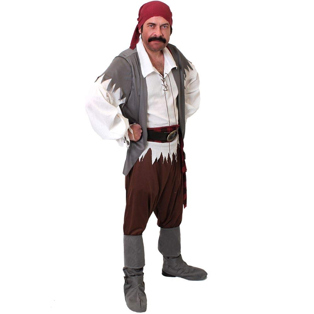 I LOVE FANCY DRESS MENS PIRATE FANCY DRESS COSTUME, BLACK BEARD COSTUME SAILOR INCLUDING SHIRT, TROUSERS, BANDANA, BELT