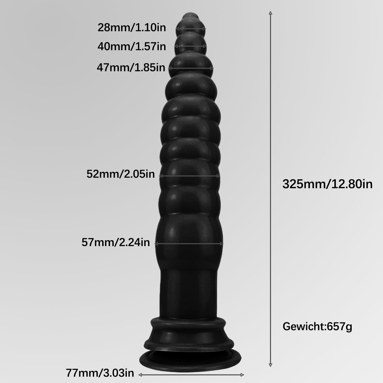 BDSMLOVE Consolador Anal XXL, consolador gigante de 32 cm, tapón anal grande, tapón anal, juguetes anales, fisting, juguete sexual, dilatador anal (Negro)