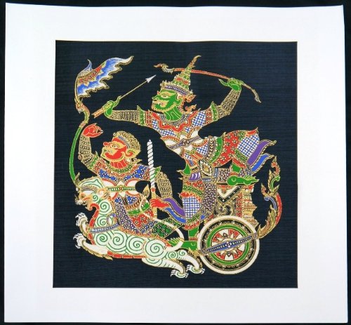 Amazon.co.jp: タイ民族絵画 布絵 シルク黒地 シルク絵画 : ホーム