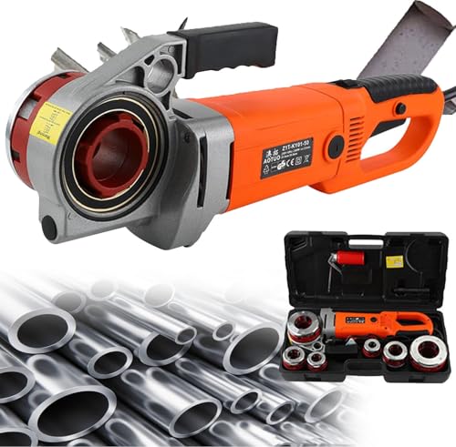 YANGYMM Roscadora de Tubos EléCtrica de 2300 W, Kit de Accionamiento Manual de Alta Resistencia, Rango de Roscado de 25 Mm, con 6 Terrajas de 1/2' a 2' Y Estuche de Transporte de 6 Cabezales
