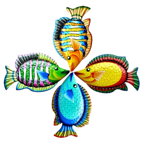 Toddmomy 4 Piezas Decoración de Pared de Peces Metálicos de Pared de Animales para Jardín Patio y Piscina Colores