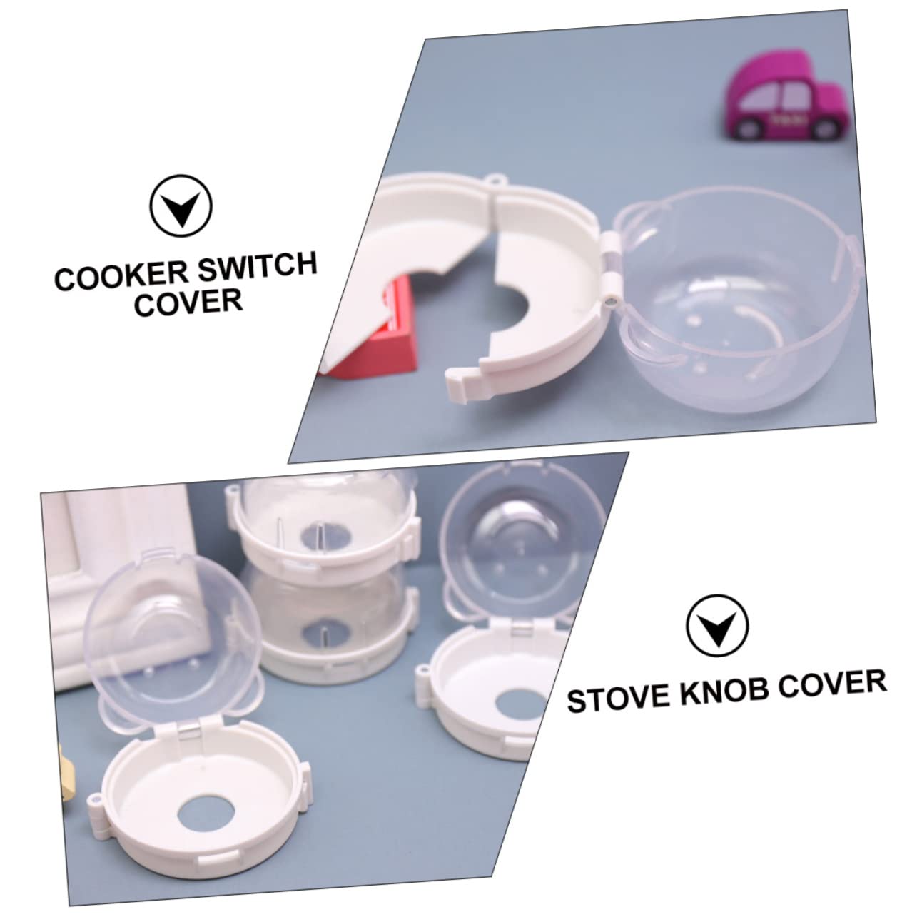 Kisangel 2Pcs Clear Stove Knob Covers Safety Protection Lock for Kitchen Fit Oven Knob Guard Stove Safety Covers High Transparency Wear Resistant