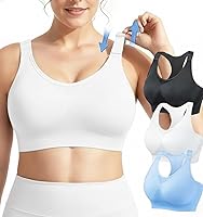 FITTIN Women's High Support Racerback Sports Bras 3 Pack - Adjustable Padded Full Coverage for Large Bust Gym Yoga Workout