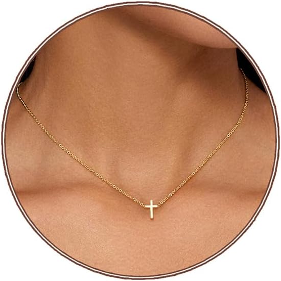 Cross Necklace for Women, Dainty 18K Gold Plated/Sterling Silver Small Cross Pendant Necklace Simple Gold Cross Necklaces for Women Trendy Faith Jewelry Gift