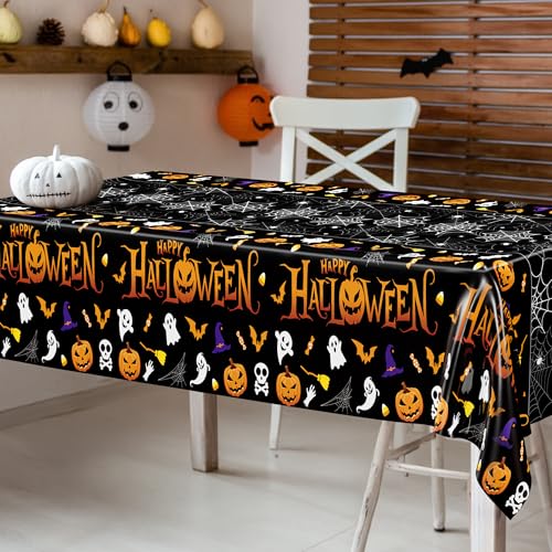 AMAZON w/Code 4-Pk 54" x 108" QZYL Halloween Disposable Plastic Tablecloths - image 6