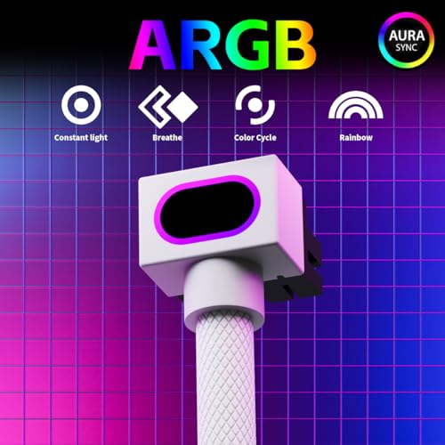 Image of 8PIN CPU Extension Cable, ARGB PC Cable with 5V 3Pin,18AWG 90 Right-Angle Design for Cleaner PC Builds,Male-to-Female Connectors Suitable for Various CPU and Power Supply(White-CPU-Clip A)