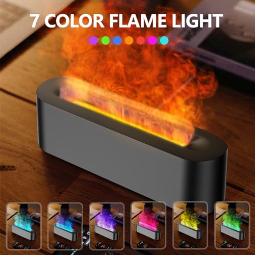 Flame Essential Oil Diffusers, Upgrade 7 Colour Lights Aromatherapy Diffuser, Oil Diffuser, Air Humidifier, Aroma Diffusers for Home, Bedroom, Office, Yoga, Timer & Waterless Auto Off 150ml (Black) - Image 3