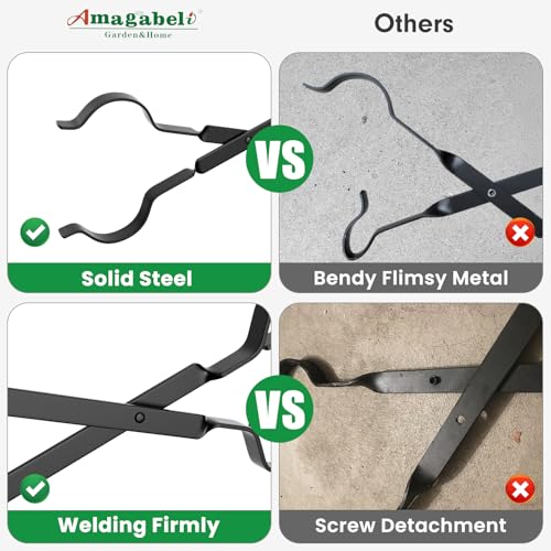 AMAGABELI GARDEN & HOME 26" Long Firewood Tongs Log Grabber for Fireplace Fire Pit Campfire Bonfire for up 12'' Thick Logs Heavy Duty Wrought Iron Outside Outdoor Indoor Wood Stove Fire Place Tools - Image 5