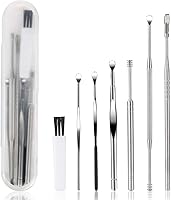 BetyBedy 7-Pc Stainless Steel Ear Wax Removal Kit - Ear Picks, Curette Tools, Cleaning Brush & Storage Case for Safe Ear Cleaning