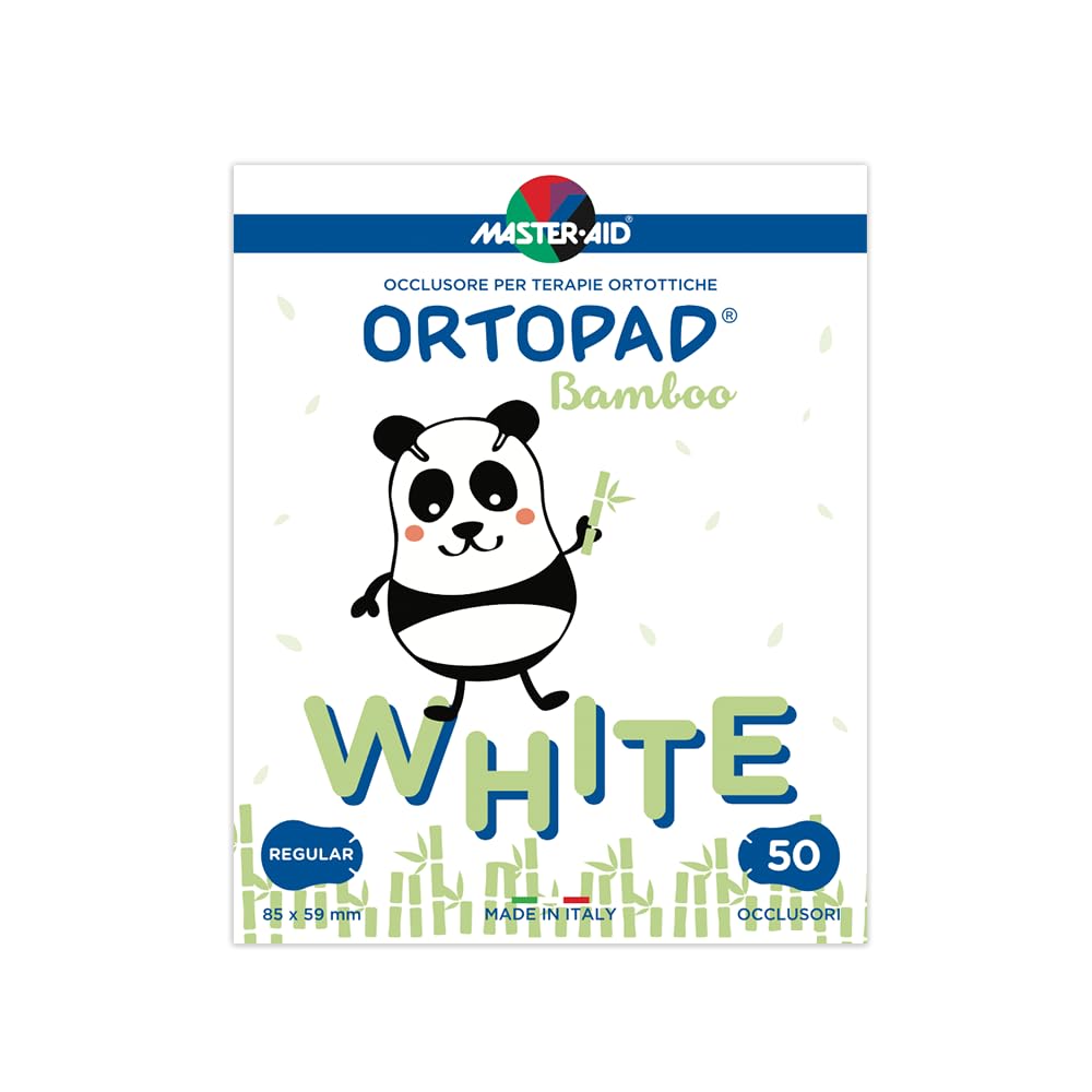 MASTER AID Ortopad White Regular – Tiritas oculares para niños – Parches oclusivos para los ojos de los niños para el tratamiento del ojo perezoso y el estrabismo – 1 paquete de 50 unidades – 8,5 x