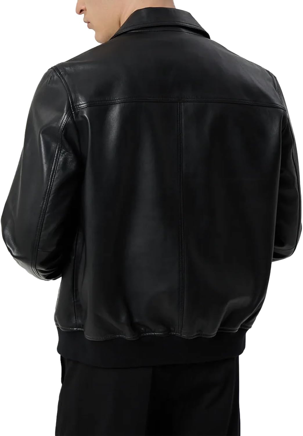 Mens 100% Real Lambskin Leather Bomber Jacket - Premium Shirt Collar Style Bomber Leather Jackets for Men