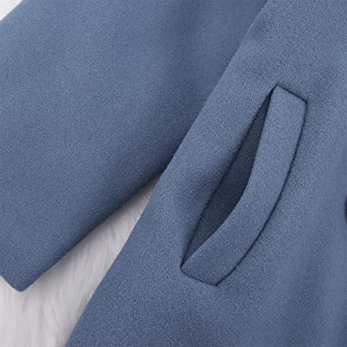Gliglittr Toddler Baby Girl Winter Coat Dress Coat Kids Warm Jacket Long Sleeve Button Trench Coat Pocket Peacoat Outwear Clothes(4-5T, Blue) (Xt1027) #TOP5