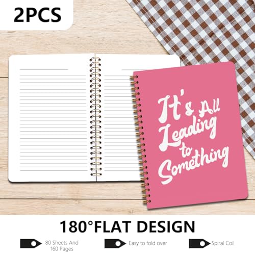 Image of 2Pcs Spiral Notebook, Floral Rough Draft College Ruled Spiral Notebook, 160 Pages Hardcover Notebooks Journals for Writing Travel Business Office, Christian Pink Aesthetic Notebooks for Women