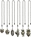 Hyamass 6pcs Vintage Different Owl Hollow Out Charm Pendant Ceiling Fan Danglers Fan Pulls Chain Extender with Ball Chain Connector