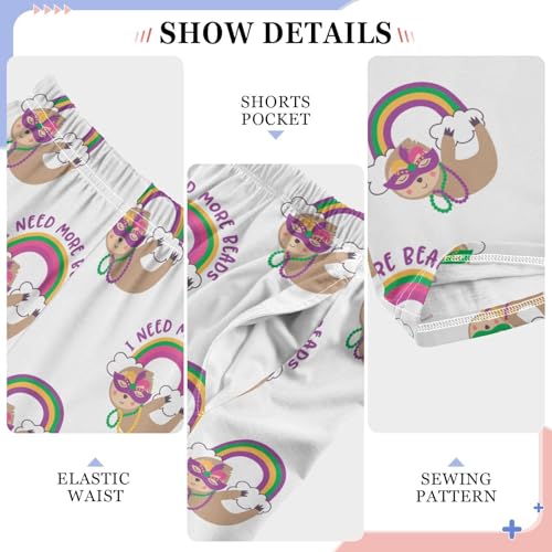 ZZXXB Mardi Gras Sloth Boys Long Pants Soft Trousers Elastic Waist Kids Lounge Bottoms with Pockets S-XL4