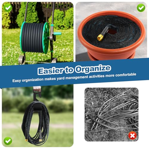 Image of CXEZSIK Garden Hose 50ft Lightweight Non-Expanding Leak-Proof No-Knot | Hose No-Knot No-Tangle Easy to Store and Carry, Metal Connector, Wear-Resistant Flexible Water Hose for Yard Garden Outdoor