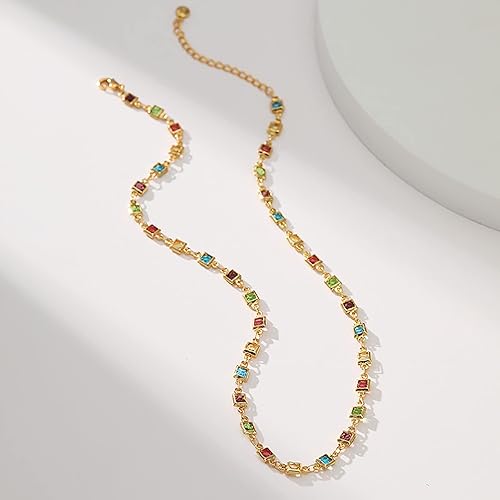 Miniatura 4 de Gold Choker Necklace for Women 18k Gold Plated Adjustable Colorful Dainty Cubic Zirconia Necklace for Women