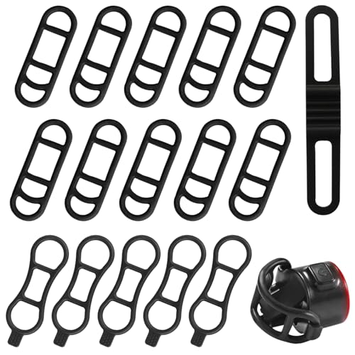16 Pièces Bande de Silicone pour Vélo, Sangles de Rechange en Silicone Sangle De Fixation Éclairage Anneaux en Caoutchouc de Feux de Vé Extensibles pour Le...