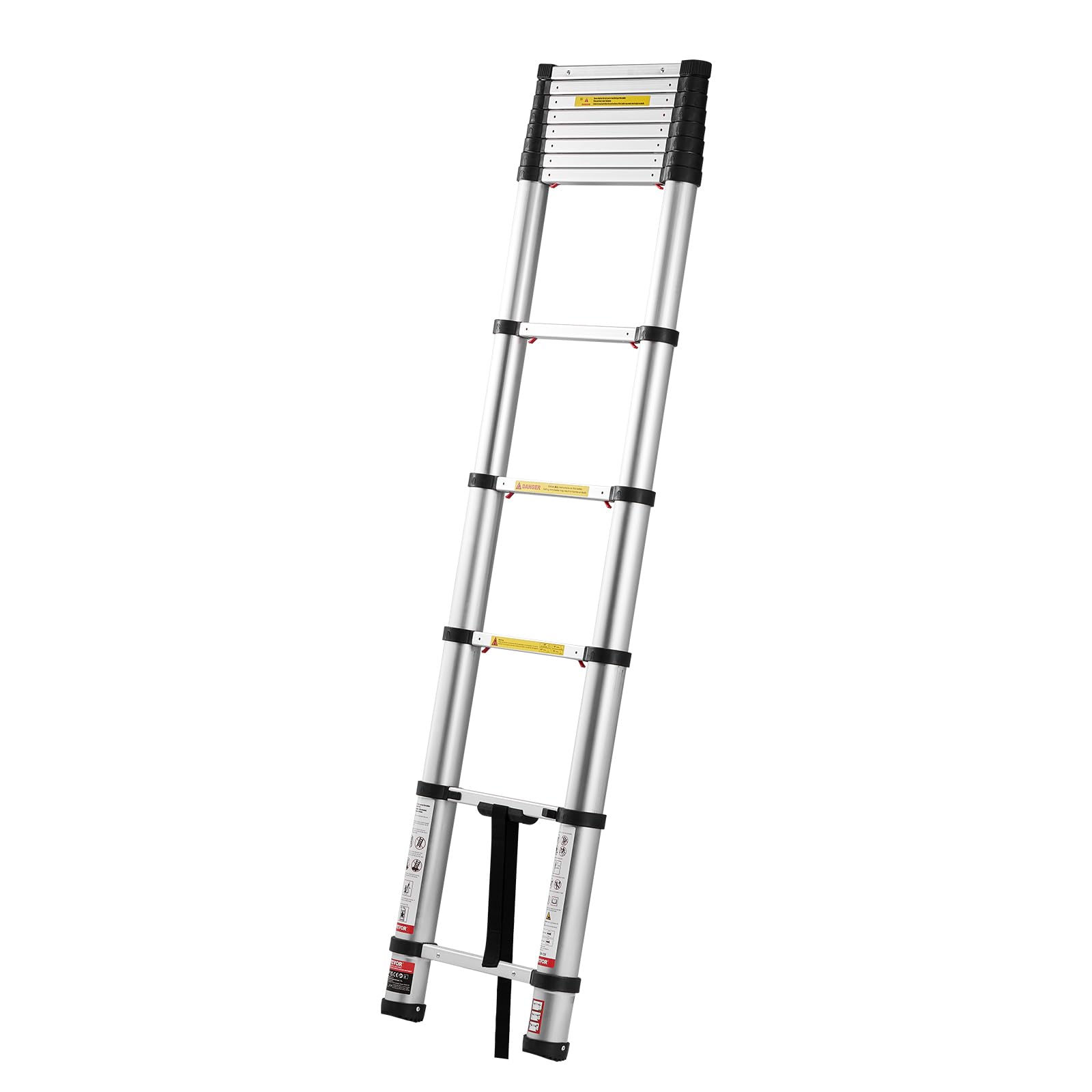 VEVOR Drabina teleskopowa 3,8 m, aluminiowa, lekka, wielofunkcyjna, składana przedłużka, drabina wysuwana jednym dotknięciem, wytrzymała, maksymalna nośność 150 kg, z antypoślizgowymi nóżkami, do domu