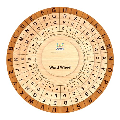 Image of Webby Wooden Word Wheel Puzzle | Spin The Wheel to Construct Words | Captivating Montessari Educational Pre School Word Builder Toy for Kids