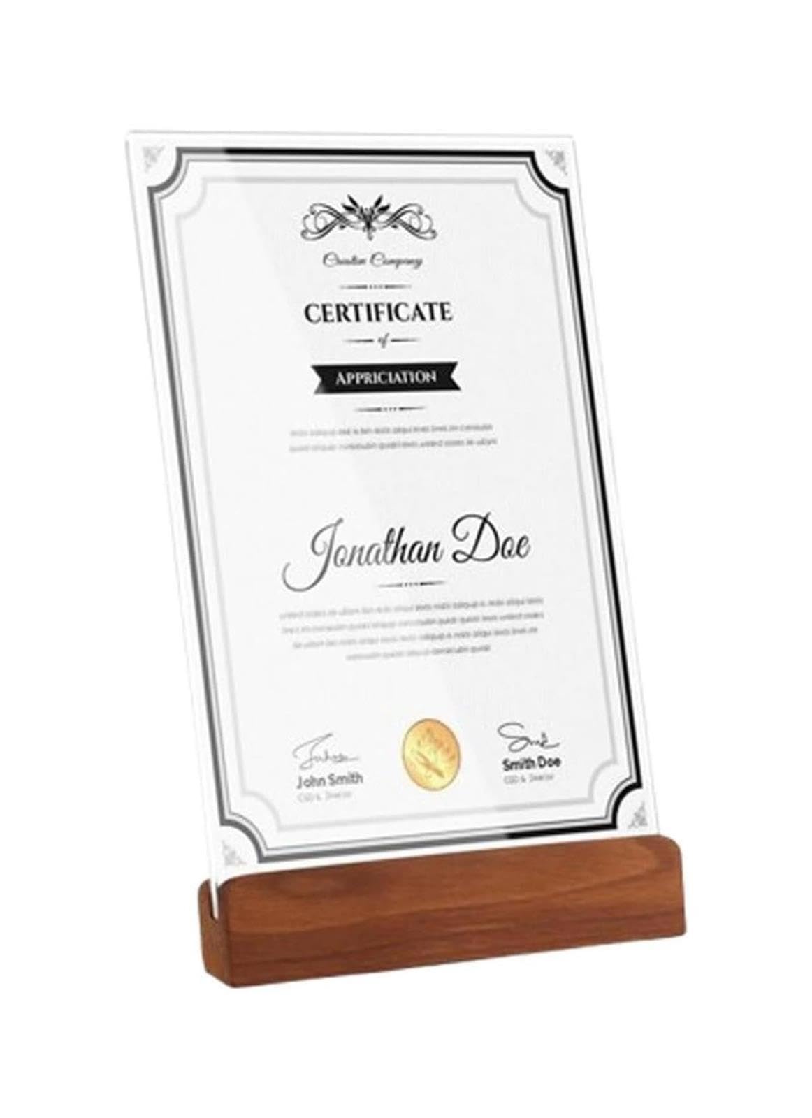 Soporte de exhibición certificado acrílico con base madera | Paquete multicolor de varios tamaños de 3 for exhibición de menús y certificados: Sala de exposición minorista(Beech,A5)