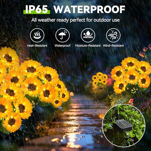 Ahaorigin 3 Pack Solar Sunflower Garden Stake Lights - image 3