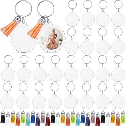 Image of Yaomiao Acrylic Photo Keychain with Tassel Clear Blank Custom Keychain Frame Holder Insert Picture Keyring Making Kit