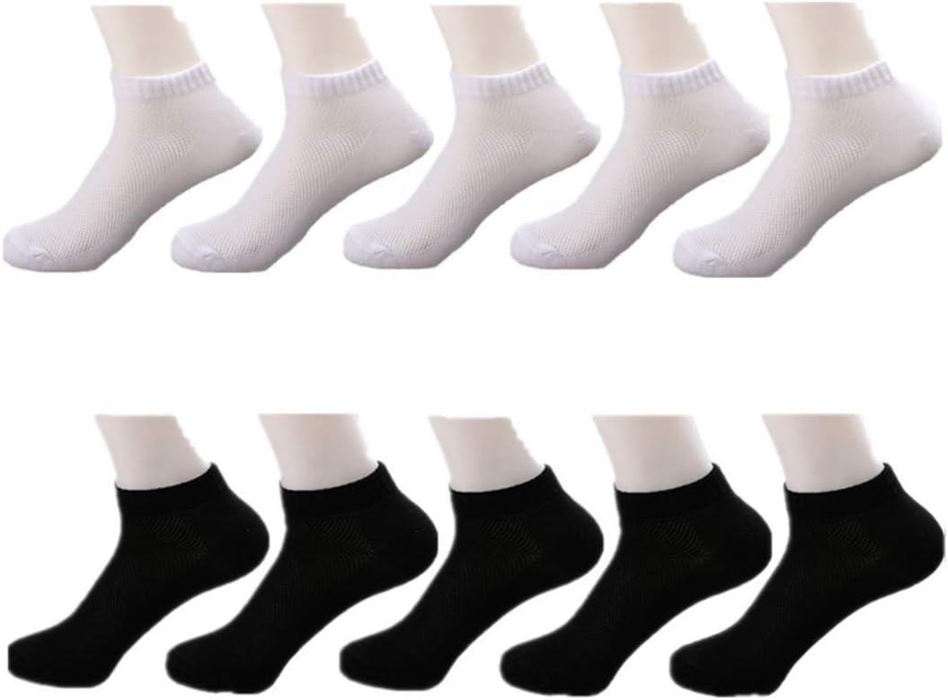 10 pairs of white and black disposable socks, travel portable replacement elastic stockings, suitable for sports business travel