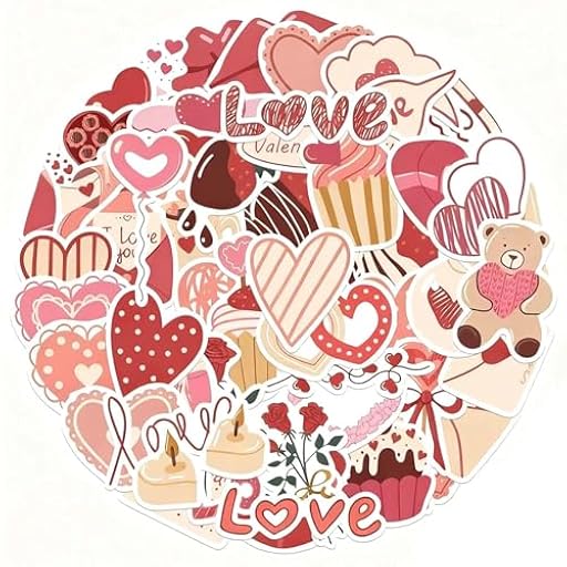 JOOTUEPO 58 Piezas Pegatinas de Amor, San Valentín Calcomanías de Forma de Corazón, Calcomanías de Vinilo Impermeables, para Portátiles/álbumes de Recortes/Maletas | Ya disponible en tu tienda friki favorita! En mundofriki.es!