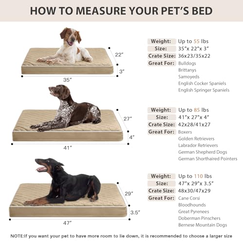 Image of WNPETHOME Orthopedic Dog Bed for Crate, Waterproof Extra Large Dogs Bed with Removable Washable Cover, Multi-Needle Quilting Dogs Crate Beds