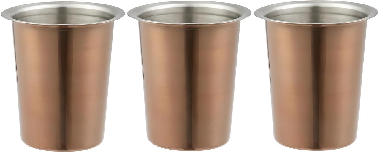 OCS Parts Pro Series Set of Six Stainless Steel Utensil Organizer Cups | 5 Inch Cups for Flatware, Kitchen Utensils, Silverware, Straws, Pens and Pencils