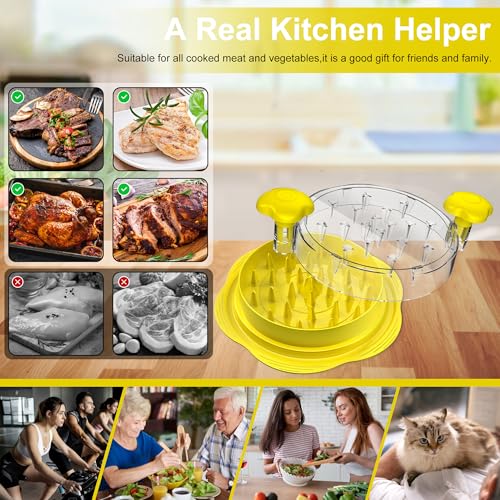 Image of Chicken Shredder Tool Twist Large Chicken Breast Shredder with Brush&Fork, Visible Meat Shredder Machine, Strong Anti-Slip Strip, Ergonomic Handle, BPA Free, Suitable for Pork Beef Chicken(Yellow)